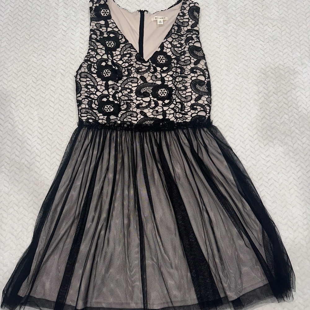 Elegant Black Lace & Tulle Dress